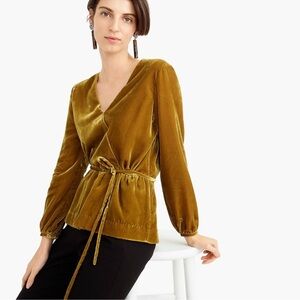 J.Crew Drapey Velvet Wrap Top